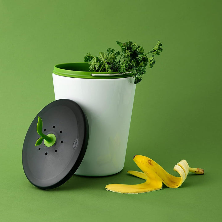 Chef'n EcoCrock Komposteimer, Keramik, schwarz/weiss, 3.3 Liter, Keramik