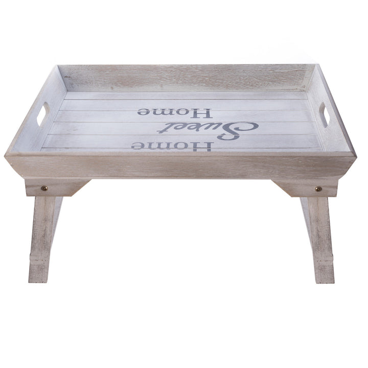 elbmöbel Betttablett Holz 48x33x25cm Serviertablett für Frühstück im Bett für 2 mit klappbaren Beine