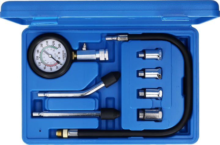 BRILLIANT TOOLS BT581100 Kompressionstester-Satz für Benzin Motoren, 8-tlg [Powered by KS TOOLS] 8-t