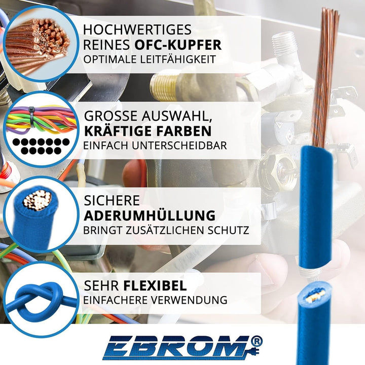 Aderleitung Verdrahtungsleitung - Einzelader flexibel - PVC Leitung - H07V-K 2,5 mm² - Farbe: hellbl