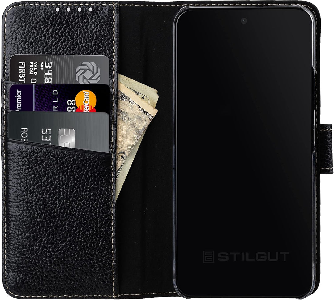 STILGUT Talis kompatibel mit Samsung Galaxy S22 Hülle mit Kartenfach aus Leder, Wallet Case, Lederhü