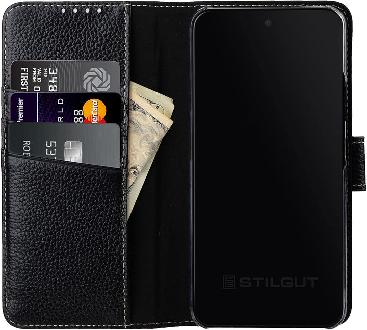 STILGUT Talis kompatibel mit Samsung Galaxy S22 Hülle mit Kartenfach aus Leder, Wallet Case, Lederhü