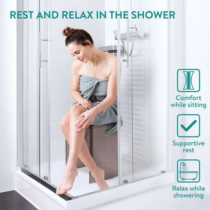Navaris Duschhocker aus Acryl 43,5x37x28cm - Badhocker Badezimmer Stuhl - Sitzbank für Dusche und Ba