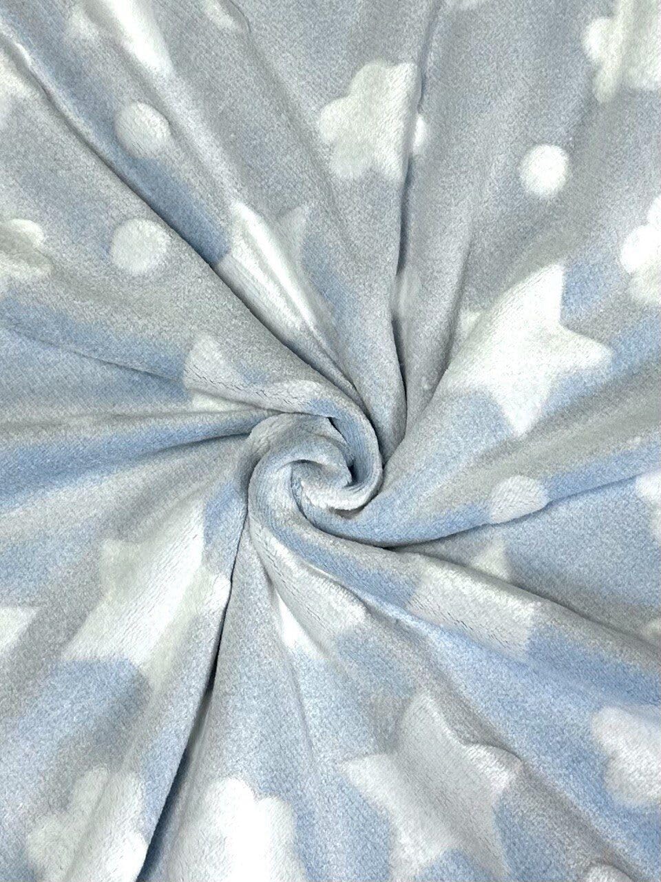 Fleecestoff Baby Fleece Sterne (Hellblau, 150) Hellblau 150.0 Zentimeter, Hellblau 150.0 Zentimeter