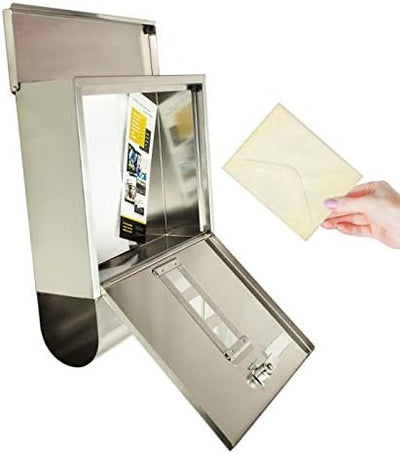 TÄGA 2210 Design Briefkasten Edelstahl mit Zeitungsfach I 3 Sichtfenster I Platz für Namensschild I
