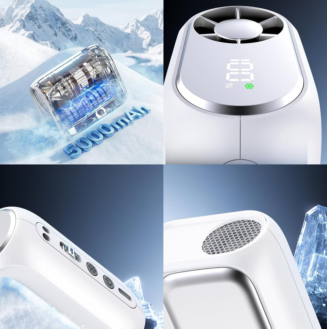 Tragbarer Clip Ventilator mit Eiskühlplatte, Nackenventilator Shirt Gürtel Ventilator Hals für Unter