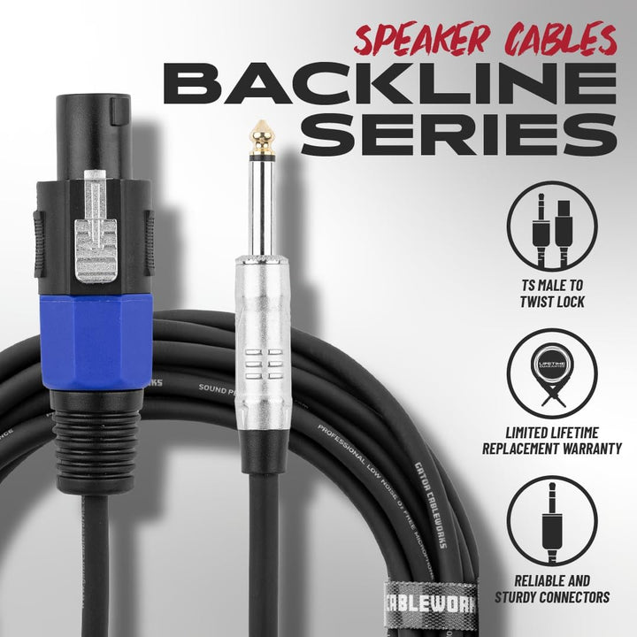Gator Cableworks GCWB-SPK-25-1TL Backline 25 Foot 7,5m TS Twist Lock – Hochwertiges Audiokabel für p