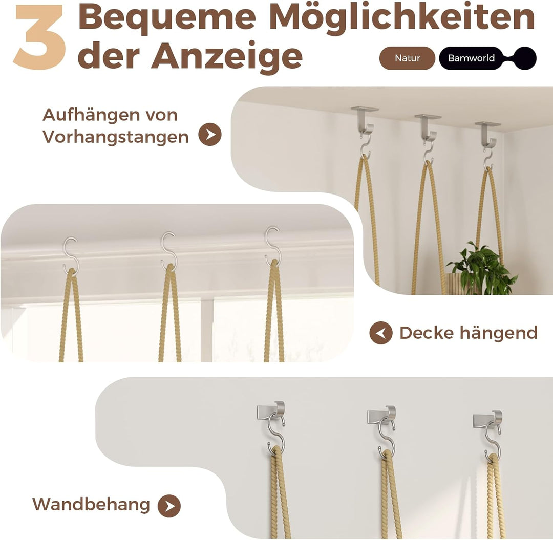 Bamworld Fenster Pflanzenregale Hängeregale Fenster Pflanzenhänger Indoor Holz Pflanze Wandregal Fen