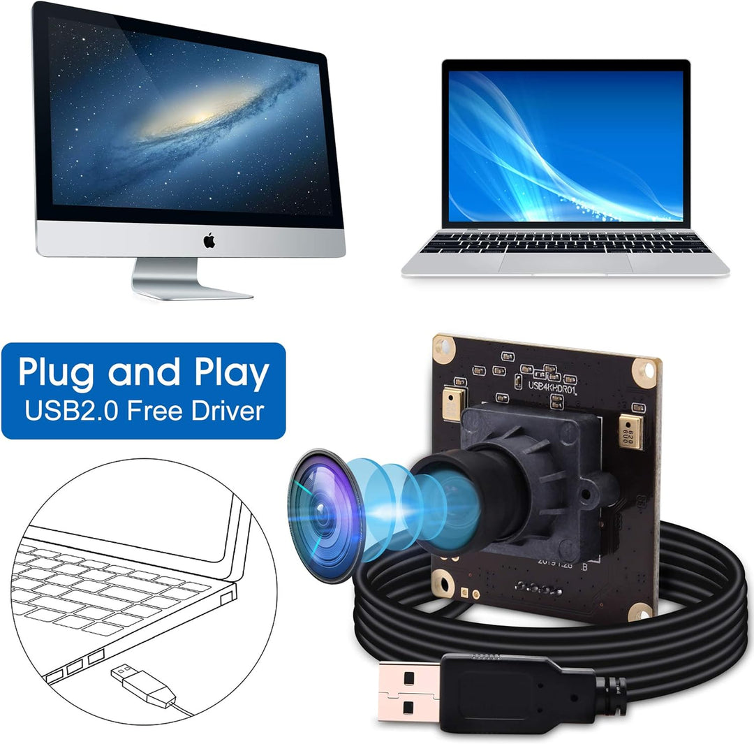 G 4K USB Kameramodul 2160p Webcam modul,Weitwinkel UHD 30fps Webkamera modul,100grad verzerrungsfrei