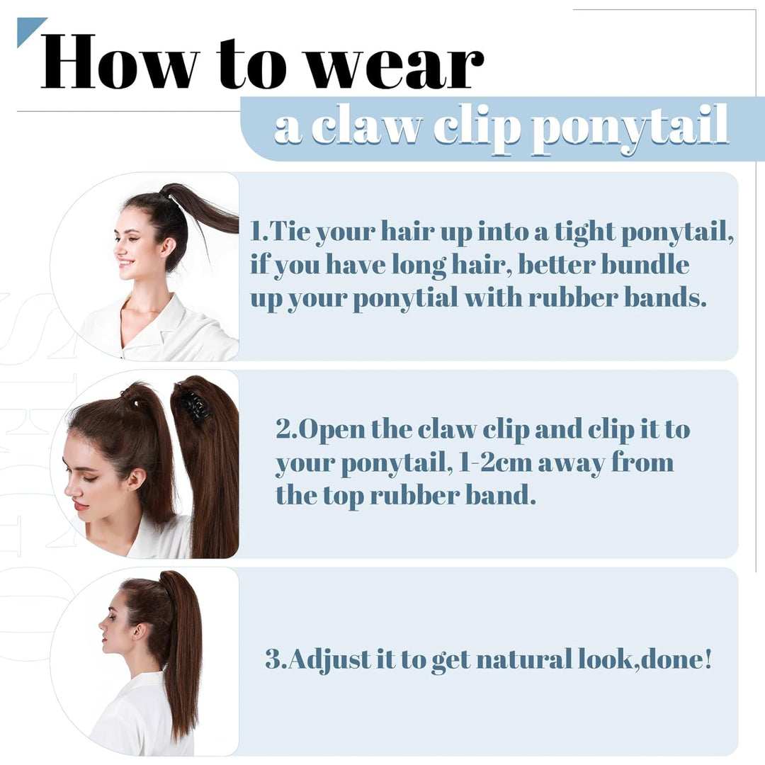 SEGO Ponytail Haarteil Echthaar Zopf Extension mit Klammer Clip in Pferdeschwanz Haarverlängerung 10