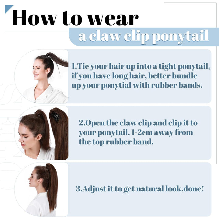 SEGO Ponytail Haarteil Echthaar Zopf Extension mit Klammer Clip in Pferdeschwanz Haarverlängerung 10