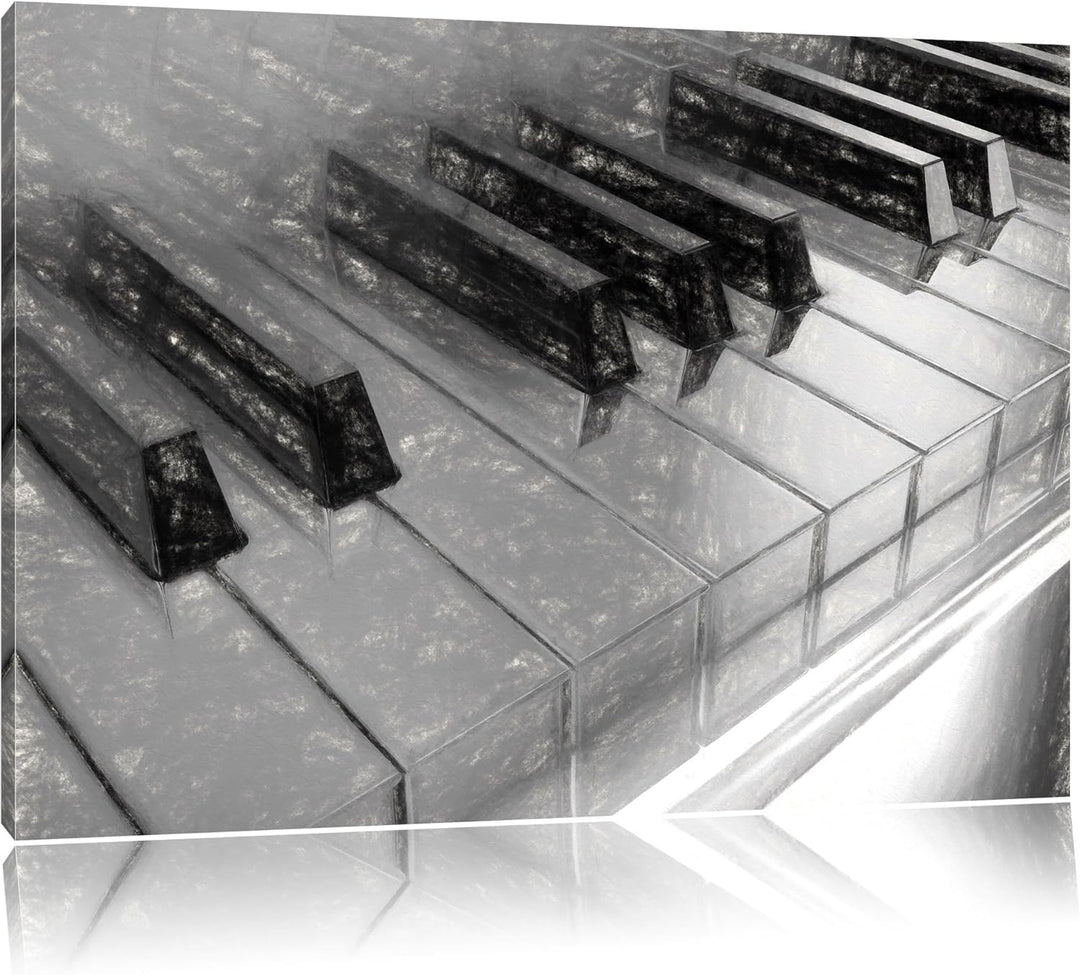 Piano Rainbow Colours, Bunte Klaviertasten Kohle Effekt, Format: 100x70 auf Leinwand, 100x70