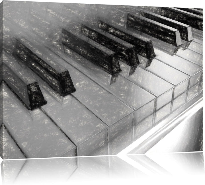 Piano Rainbow Colours, Bunte Klaviertasten Kohle Effekt, Format: 100x70 auf Leinwand, 100x70