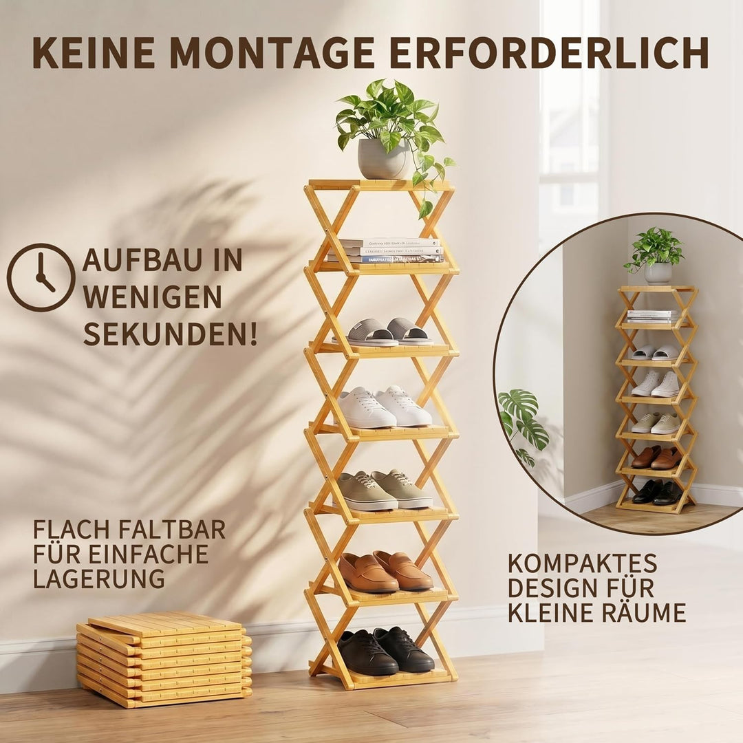 schmales Schuhregal, Ohne Installation, klappbarer Schuhhalter, Tragbare Holz Schuhregale, platzspar