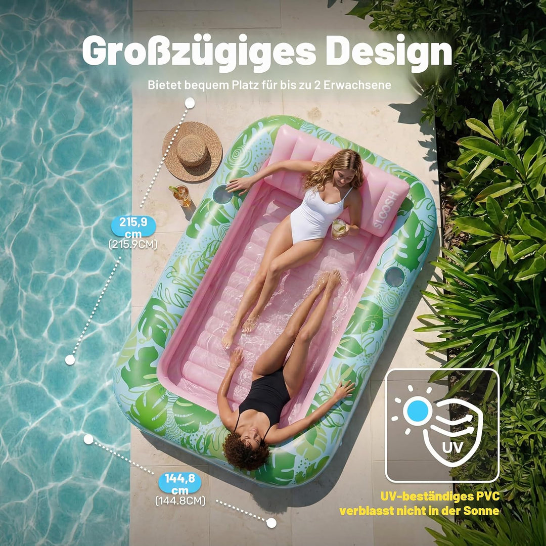 SLOOSH Aufblasbare Tanning Pool, 70" x 46"/ 85" x 57" Grosse aufblasbarer Luftmatratze für Erwachsen