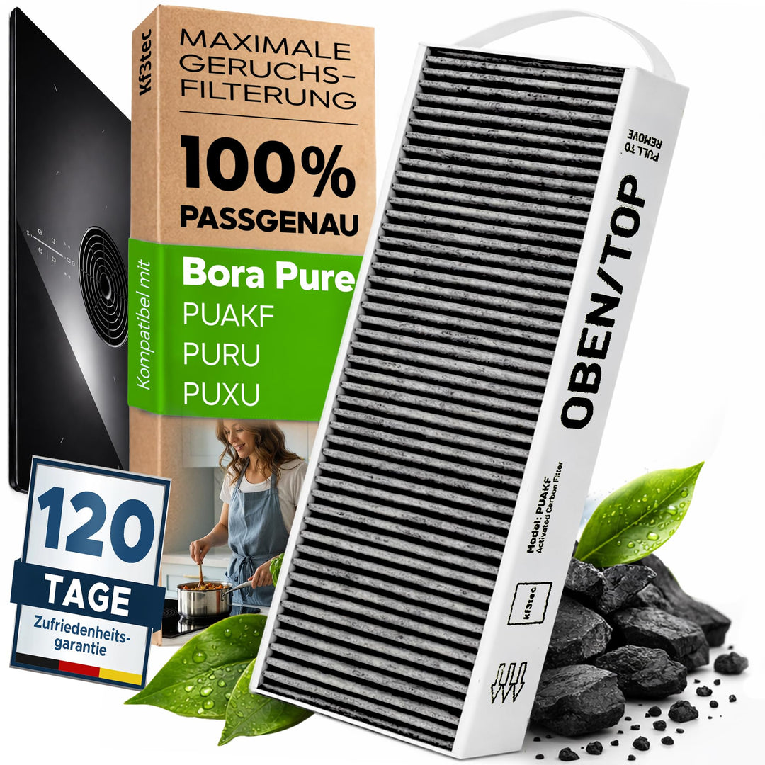 KF3TEC® Aktivkohlefilter (1 Filter) für Bora Pure PUAKF, für Ihr Umluftkochfeld PURU oder