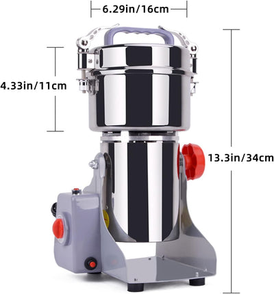 800g Elektrische Getreidemühle, 2400W Schrotmühle Getrocknete, Rostfreier Stahl Maschinenmühle mit Ü