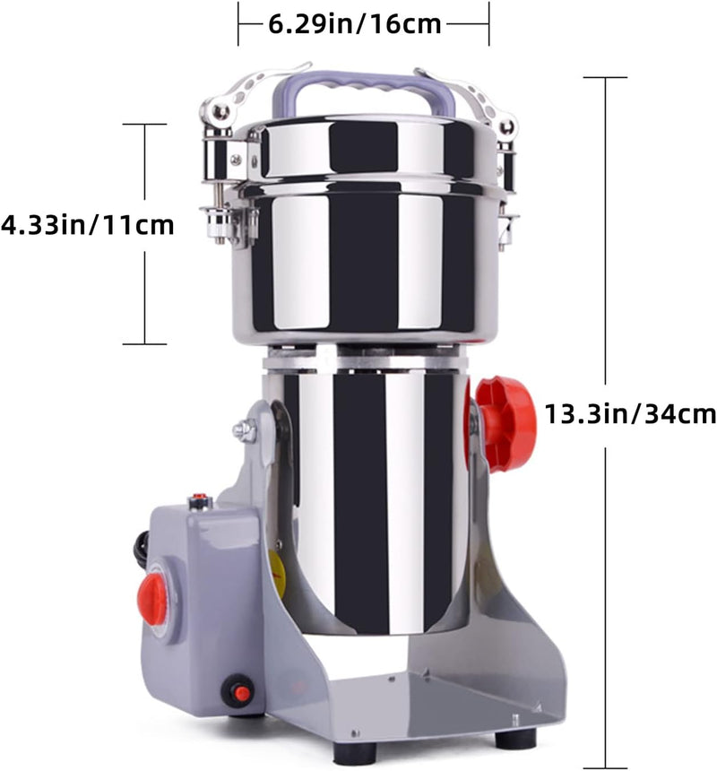 800g Elektrische Getreidemühle, 2400W Schrotmühle Getrocknete, Rostfreier Stahl Maschinenmühle mit Ü