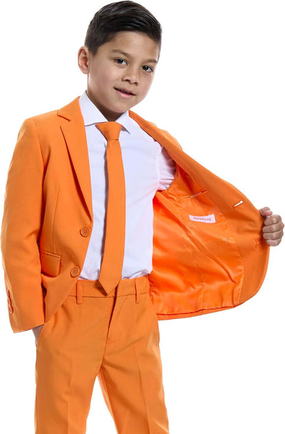 OppoSuits Einfarbiger orangefarbener Anzug für Jungen - Abschlussball- und Hochzeitsfeier-Outfit - e
