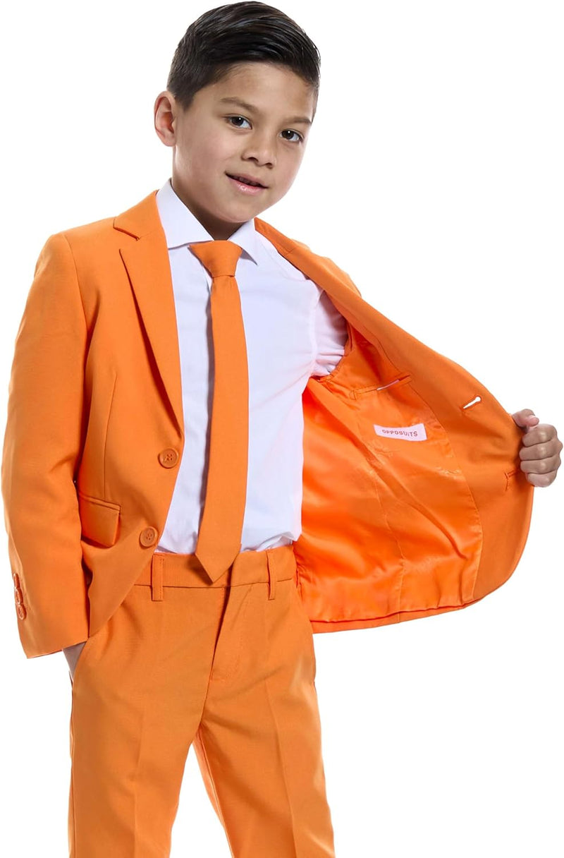 OppoSuits Einfarbiger orangefarbener Anzug für Jungen - Abschlussball- und Hochzeitsfeier-Outfit - e