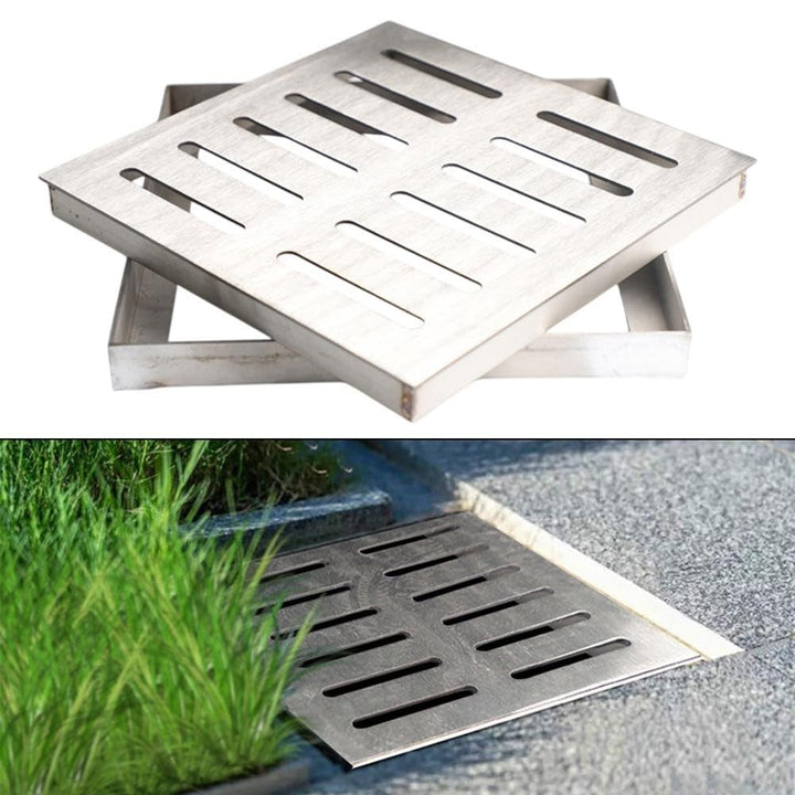 Edelstahl-Abflussgitter, rutschfeste Outdoor-Entwässerungsabdeckung, quadratisches zweireihiges Loch