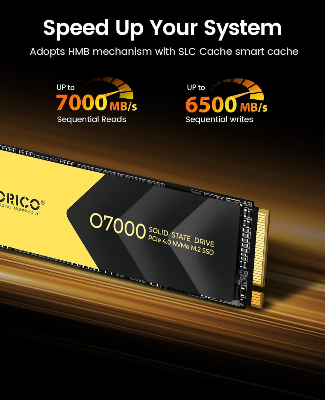 ORICO M2 SSD 4TB, NVMe SSD M.2 mit Kühlkörper, PCIe 4.0 Gen4, bis zu 7000MB/s, M.2 2280 Internal SSD