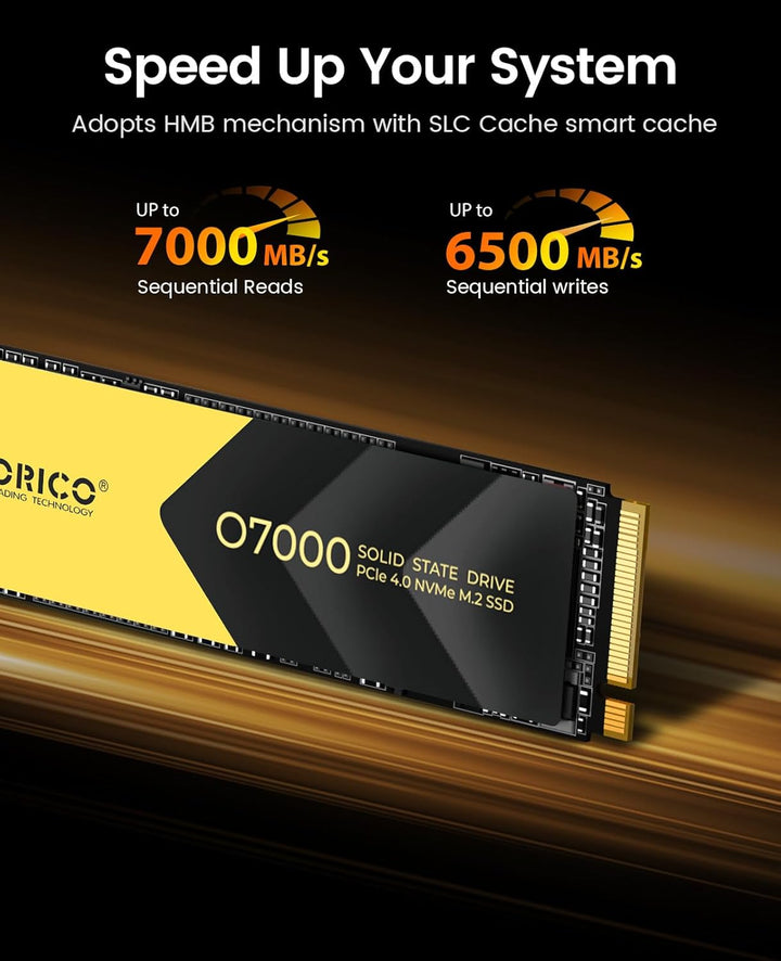 ORICO M2 SSD 4TB, NVMe SSD M.2 mit Kühlkörper, PCIe 4.0 Gen4, bis zu 7000MB/s, M.2 2280 Internal SSD