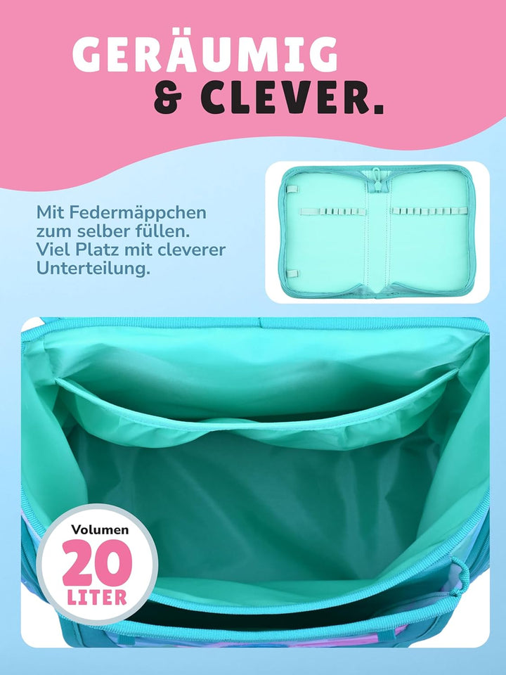 Familando - Premium Schulranzen Set - 10-teilig mit Schultüte - Butterfly (Schmetterlinge) - Ergonom
