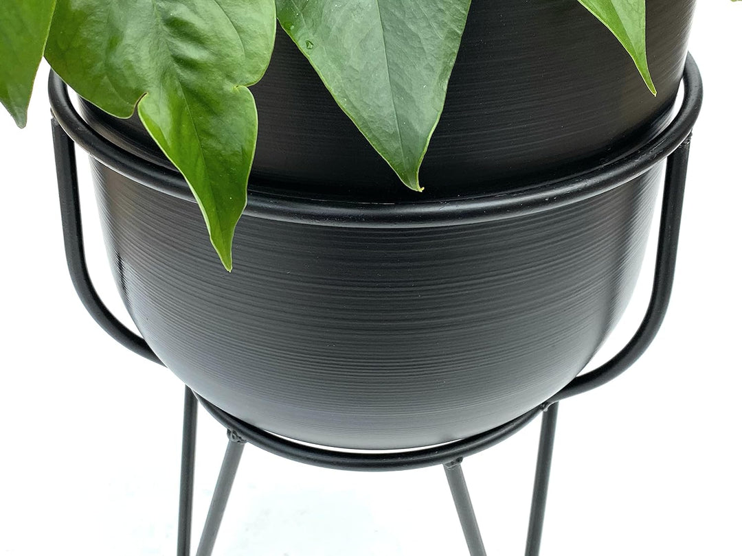 DanDiBo Blumenhocker mit Topf Metall Schwarz 42,5 cm Blumenständer 96151 Blumensäule Modern Pflanzen