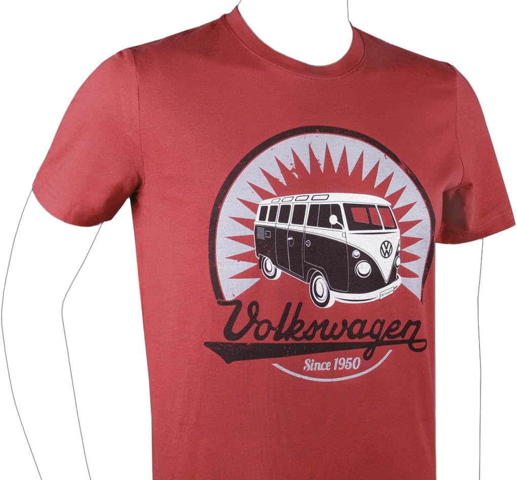 BRISA VW Collection - Volkswagen T-Shirt Unisex-Kurzarm &amp; Rundkragen mit T1 Bulli Bus Motiv aus Baum