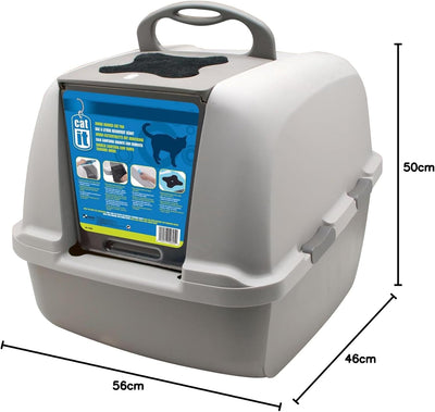 Catit Jumbo Katzentoilette mit Abdeckung, Weiss/Grau Weiss/Grau 1 Stück (1er Pack), Weiss/Grau 1 Stü
