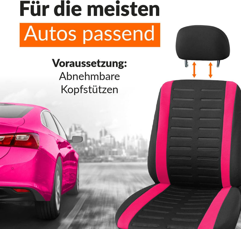 Upgrade4cars Autositzbezüge Set für die Vordersitze | Auto-Schonbezüge Universal in Pink Vordersitze