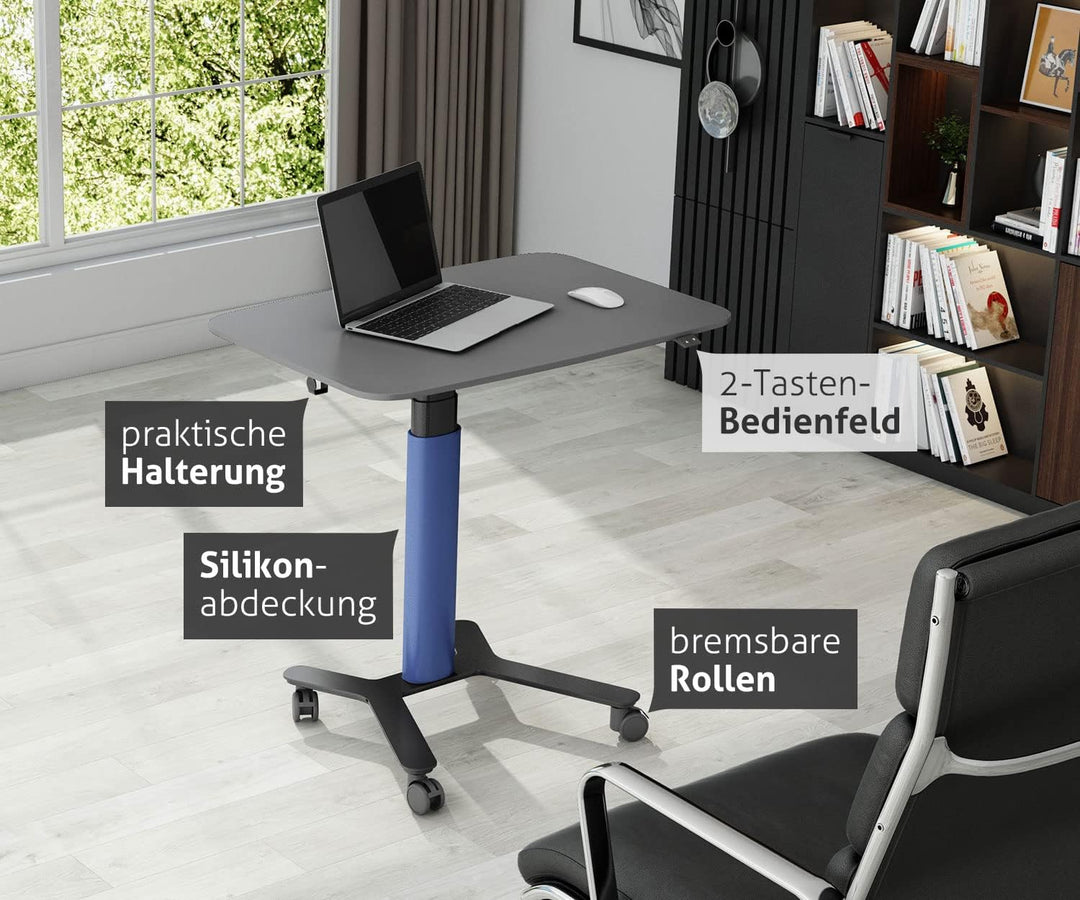 ESMART EAX-131 BB 90 x 60 cm Blau Ergonomischer Steh-Sitz-Pult-Schreibtisch Stufenlos elektrisch höh