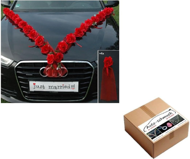 Rosen Girlande Braut Paar Rose Deko Dekoration Autoschmuck Hochzeit Car Auto Wedding ®Auto-schmuck D