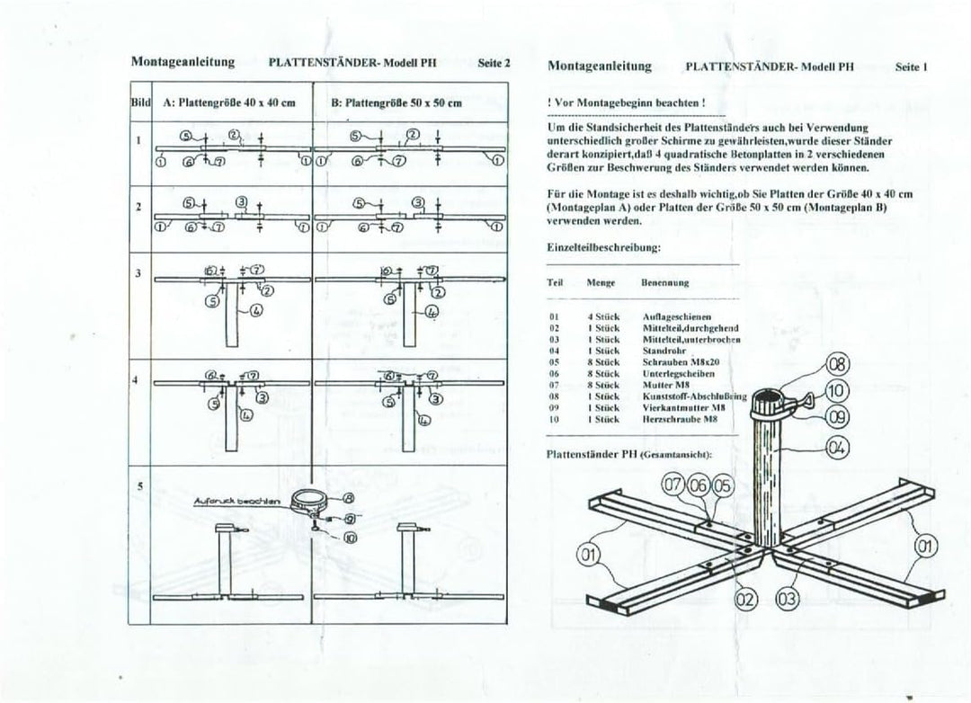 STABIELO Schirmständer - aus 4 mm Ø DEUTSCHEM Stahl - FÜR SCHIRMSTÖCKE BIS 60 mm Ø - zum Einlegen vo