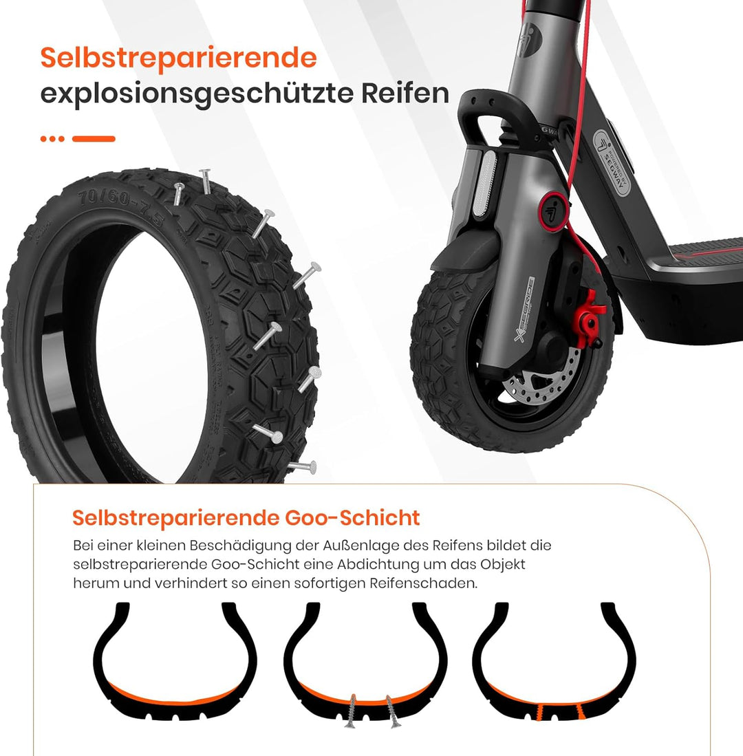 70/60-7.5 Selbstreparierende Tubeless Offroad Reifen für Segway Ninebot G3/ZT3/ZT3 Pro Roller