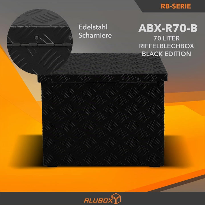 alubox Strong - Black Edition ABX-R70 Aluminium Transportkiste aus 3mm Riffelblech 70 Liter in schwa