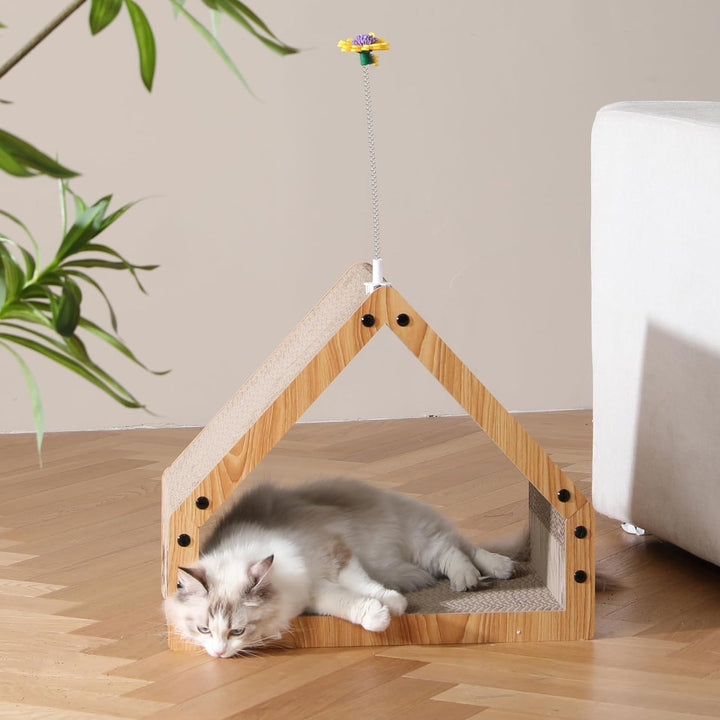 FUKUMARU Kratzbrett Katzen, Extralange 41 cm Hausform Kratzpappe für Katzen, Cat Scratching Board au