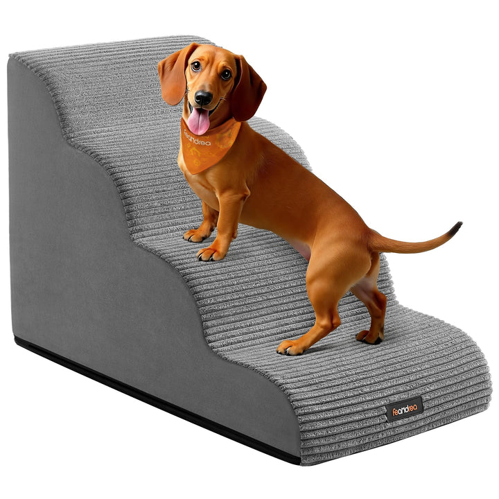 Feandrea Hundetreppe, 4 Stufen, Haustiertreppe, für kleine Hunde, Bett, Sofa, wasserdichte Katzentre