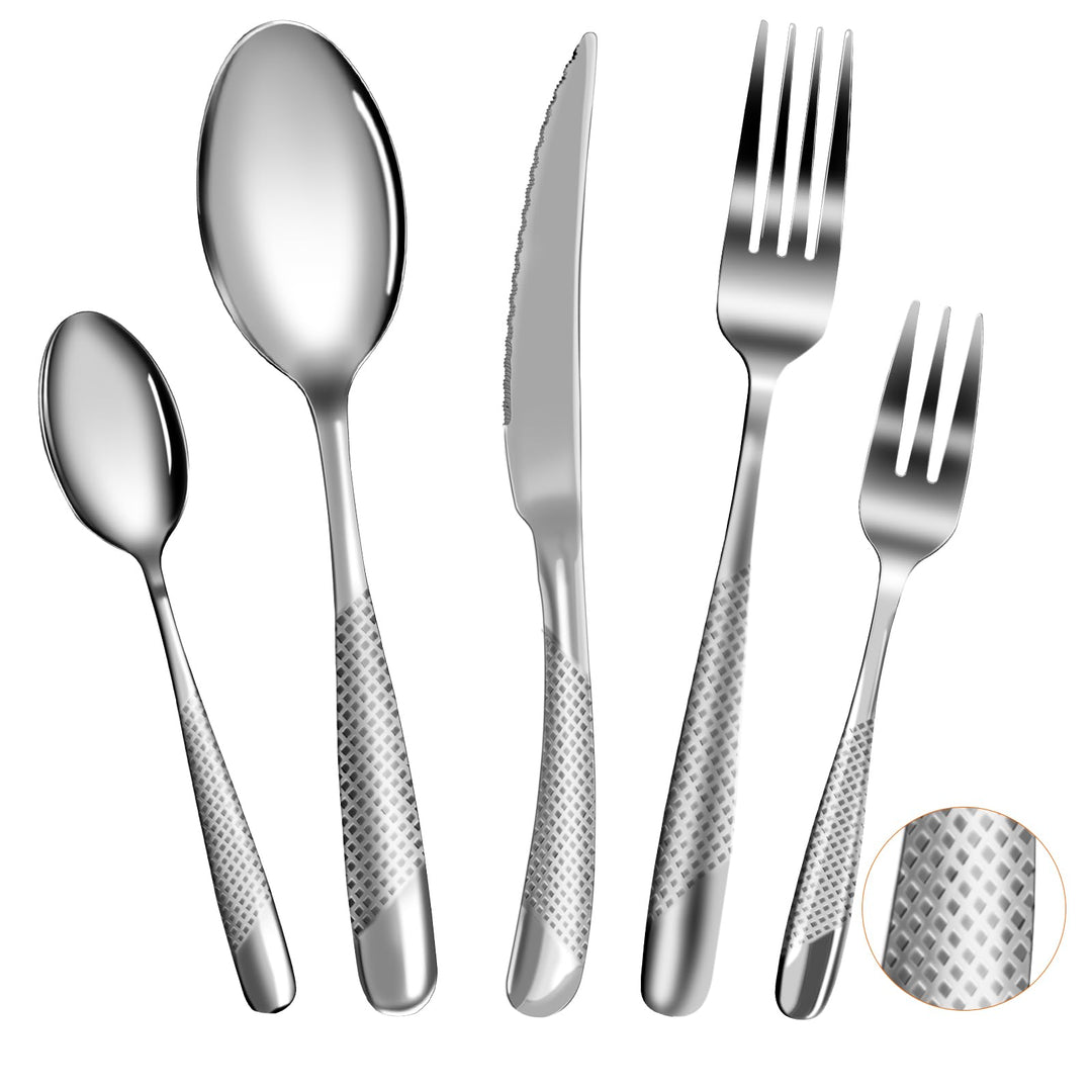 FANTICDE Besteck Set für 8 Personen,40 teilig Essbesteck Set inkl,Messer, Gabel, Löffel, Besteck Ede