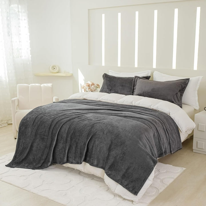 Kuscheldecke Flauschig Winter Warm Grau Dunkelgrau Fleecedecke Kuscheldecke 180x200 Weich Kuschelig