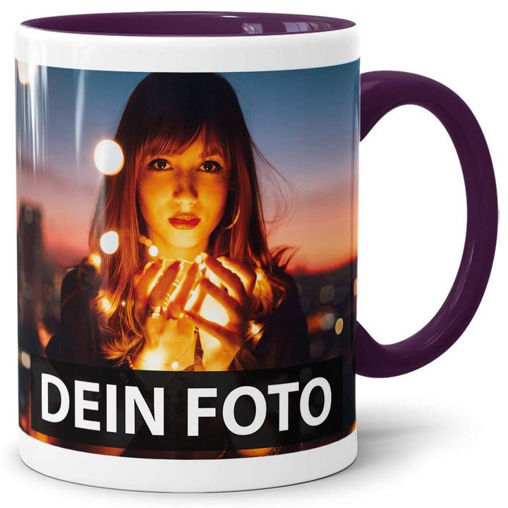 Foto-Tasse zum selbst gestalten mit Foto und Text/mit individuellen Druck in Profiqualität/Personali