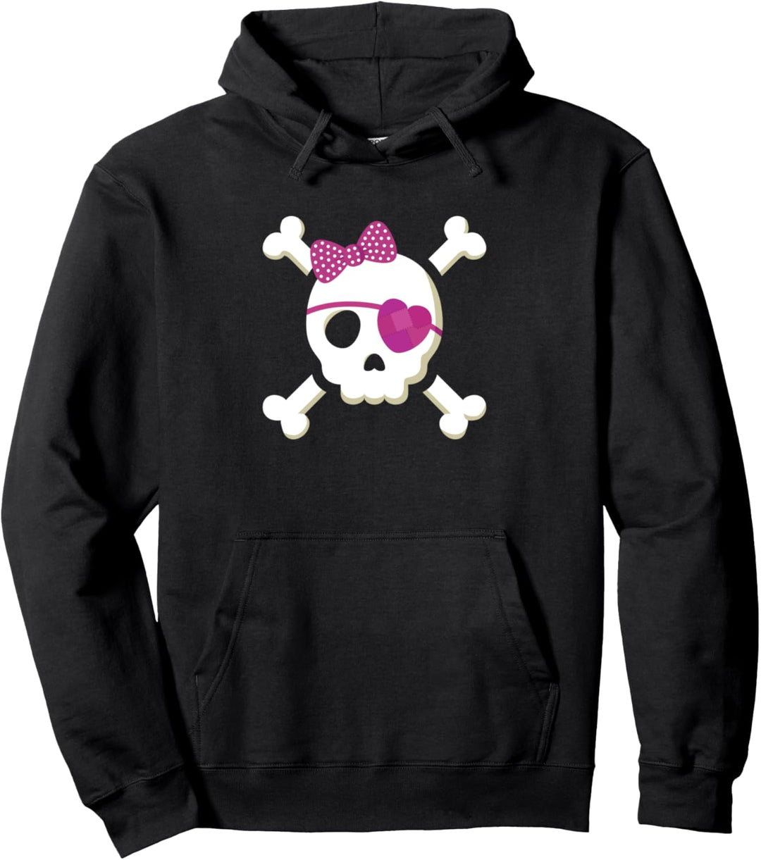 Piratin Schädel Knochen Herz Augenklappe Kostüm süss Pullover Hoodie