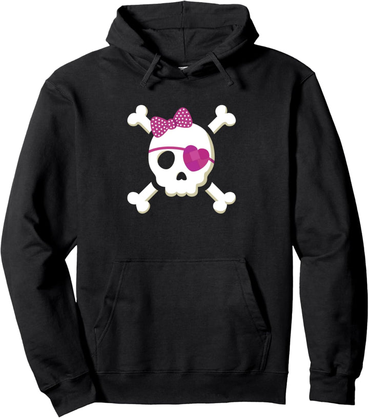 Piratin Schädel Knochen Herz Augenklappe Kostüm süss Pullover Hoodie