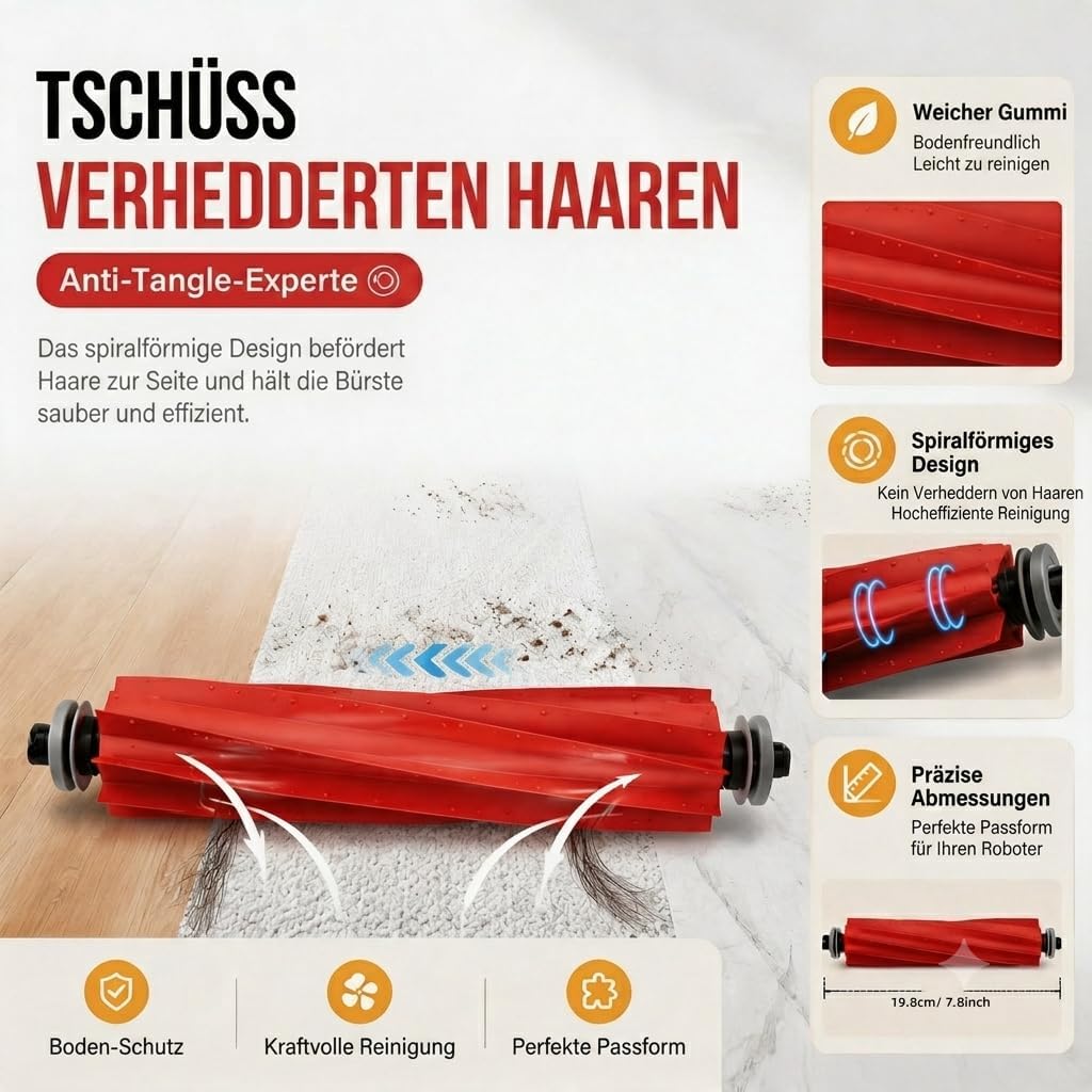 LOVECO 6 Hauptbürste Kompatibel für Roborock S7 S7 Plus S7 MaxV S7 MaxV Plus S7 MaxV Ultra Roboter S
