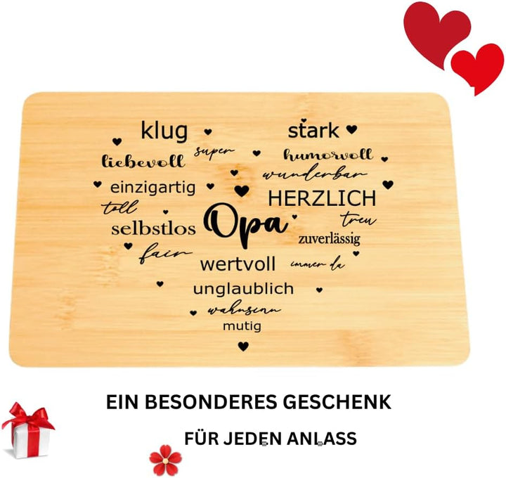Personalisiertes Frühstücksset, 2er Set Schneidebrett mit Gravur, Geschenke für Oma und Opa, Brettch