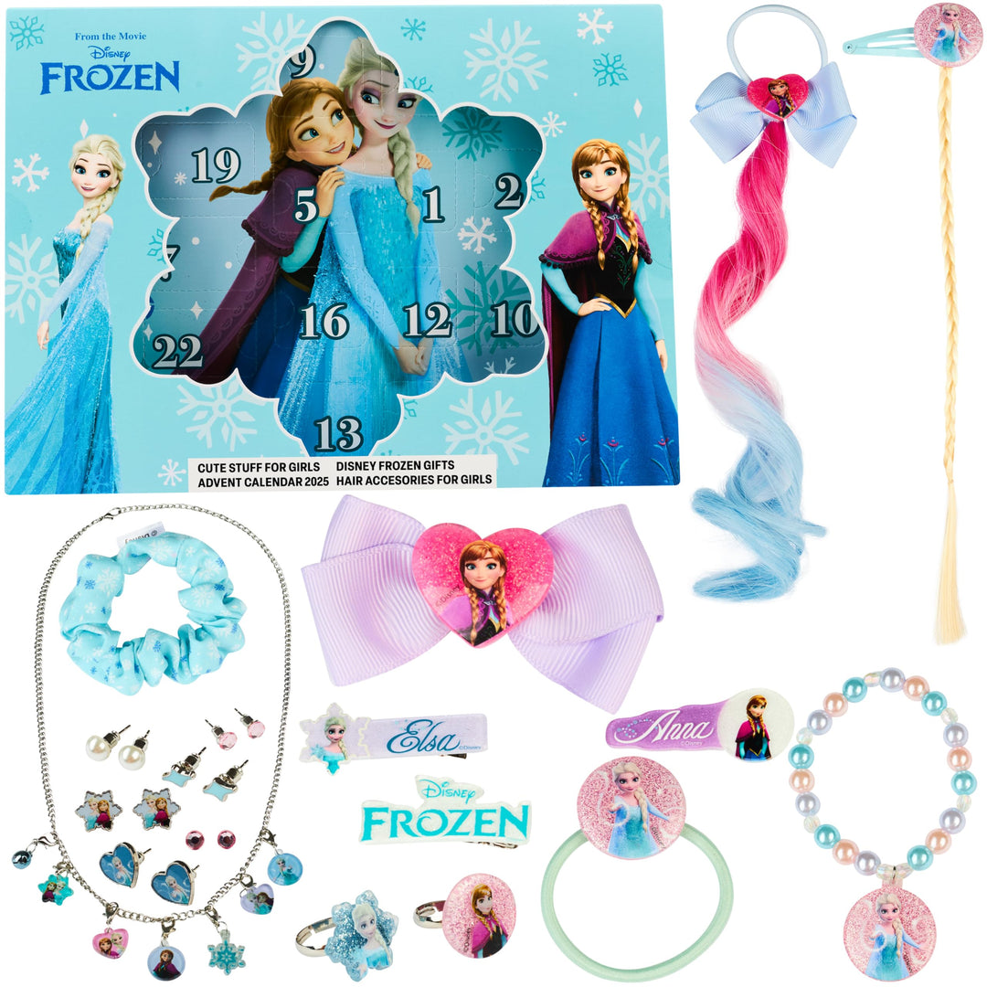Get Trend Disney Frozen Adventskalender 2025 Mädchen, mit Haarschmuck & Schmuck, Weihnachts Countdow