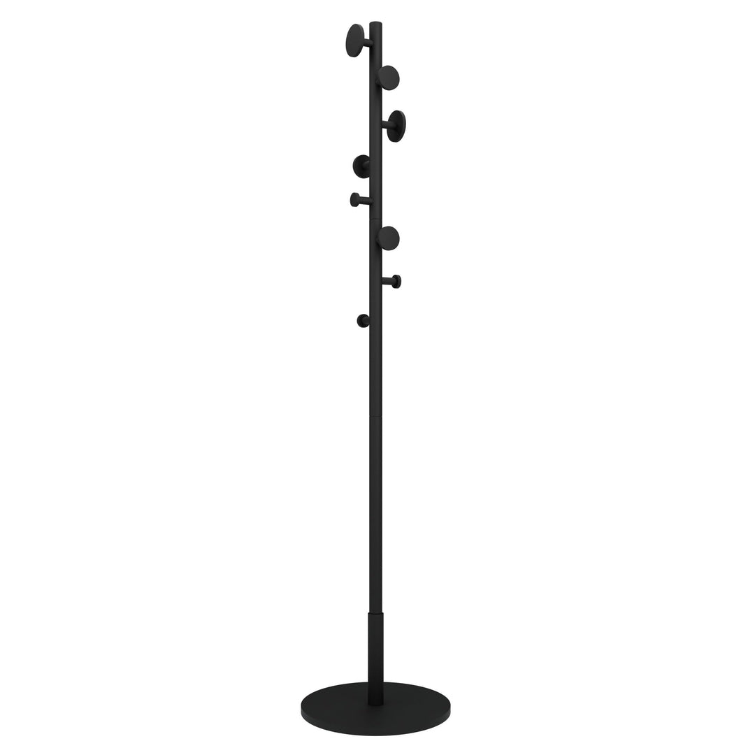 HEXIM Garderobenständer Holz freistehend Schwarz - Kleiderständer 175cm mit 8 versetzten Haken - Mod
