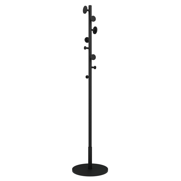 HEXIM Garderobenständer Holz freistehend Schwarz - Kleiderständer 175cm mit 8 versetzten Haken - Mod