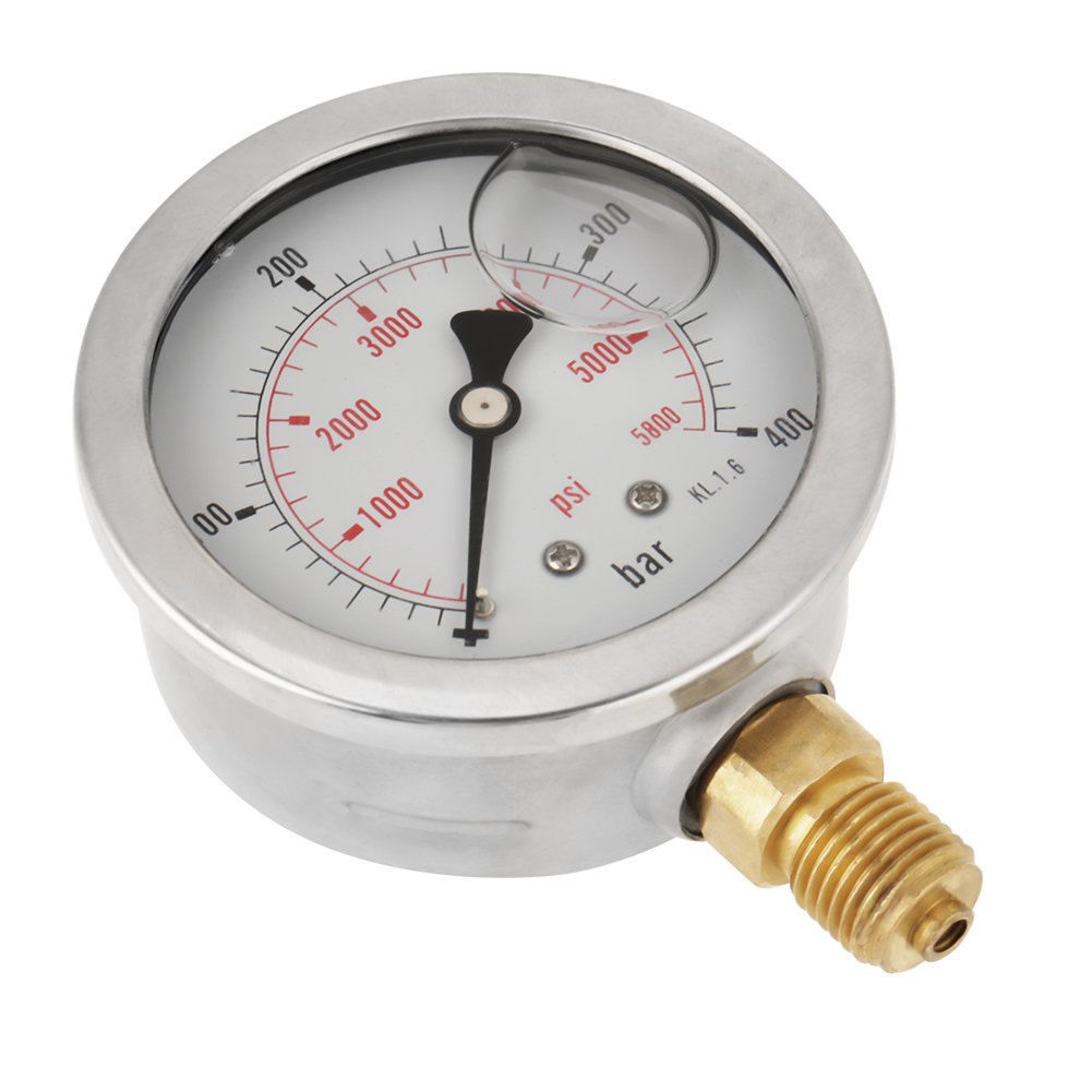 Hydraulisches Manometer, 0–400 bar, 0–5800 PSI, G1/4, 63 mm Zifferblatt, hydraulisches Manometer